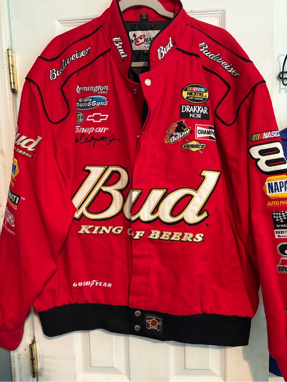 Budweiser Red Racing Patch Bomber Jacket